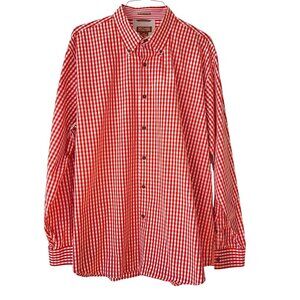 Michael Kors Red White Gingham Button-Up Shirt Size XXL Cotton Long Sleeve Mens